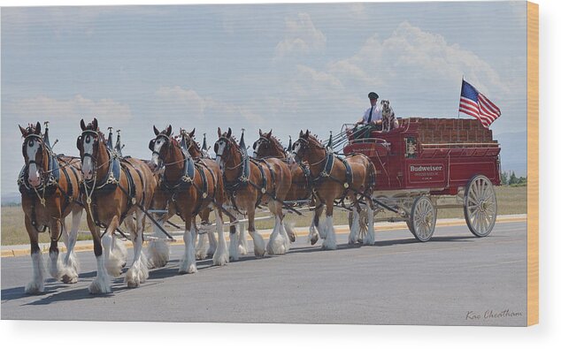Clydesdales Wood Print featuring the mixed media World Renown Clydesdales 2 by Kae Cheatham