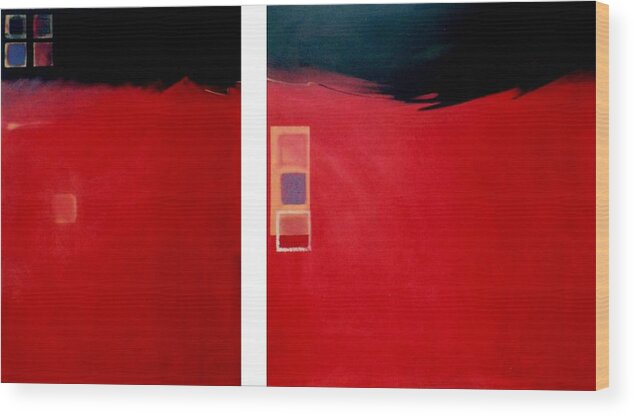 Diptych Wood Print featuring the painting Big Red Two by Marlene Burns