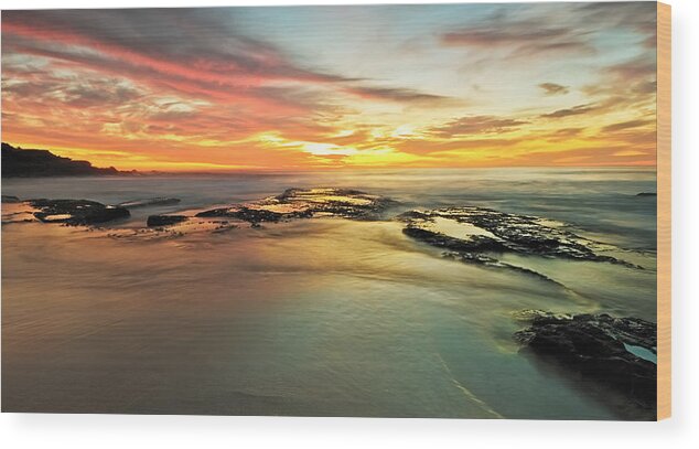 Sunrise Wood Print featuring the photograph Colour on the Rock by Mark Lucey