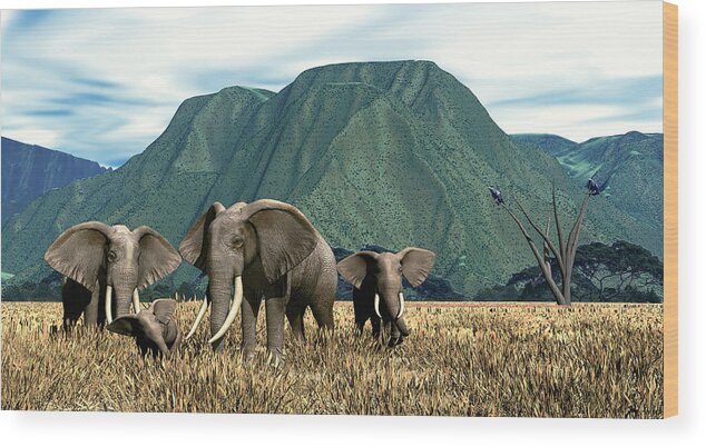 Elephant Wood Print featuring the digital art Elephant Country by Walter Colvin