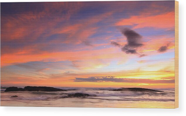 Sunset Wood Print featuring the photograph Sunset Beach by Paul Svensen