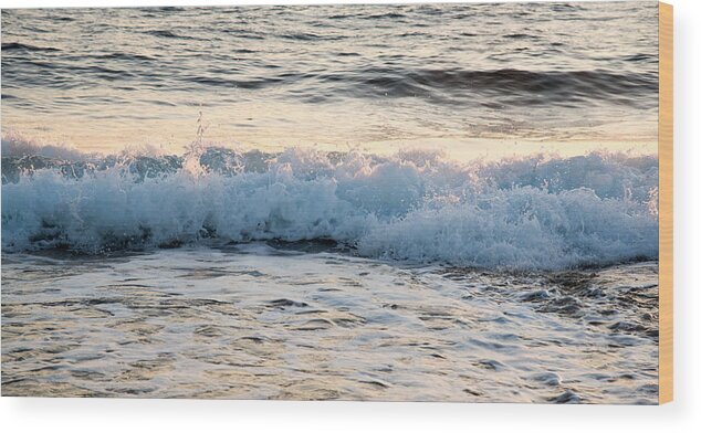 Coast Wood Print featuring the photograph Sea waves late in the evening by Michalakis Ppalis