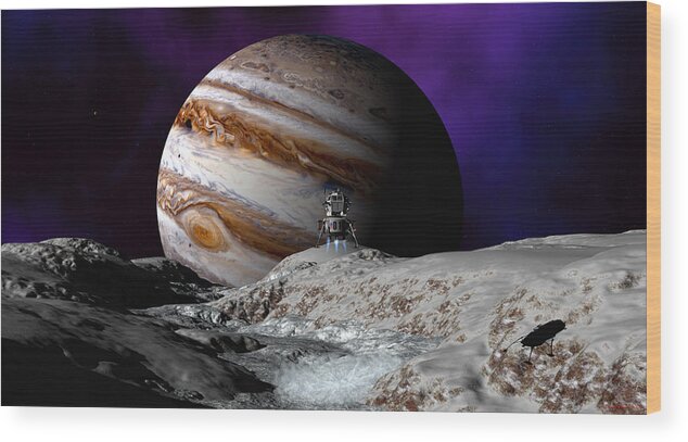 Lander Wood Print featuring the digital art Falcon Over Europa by David Robinson