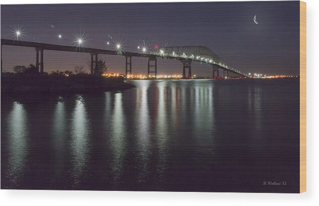 2d Wood Print featuring the photograph Key Bridge At Night #1 by Brian Wallace