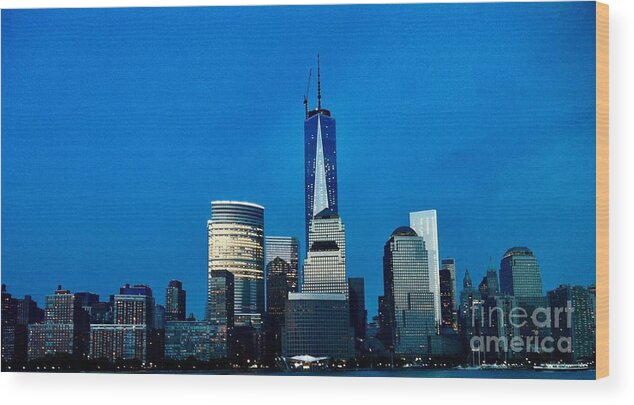 New York Wood Print featuring the photograph One World #1 by Dennis Richardson