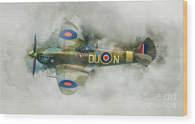 Spitfire Wood Print featuring the mixed media Spitfire #1 by Ian Mitchell