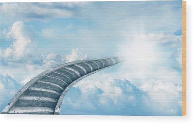 Stairway To Heaven Wood Print featuring the digital art Stairway to heaven 4 by Les Cunliffe