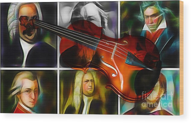 Violin Wood Print featuring the mixed media Violin Collection #10 by Marvin Blaine