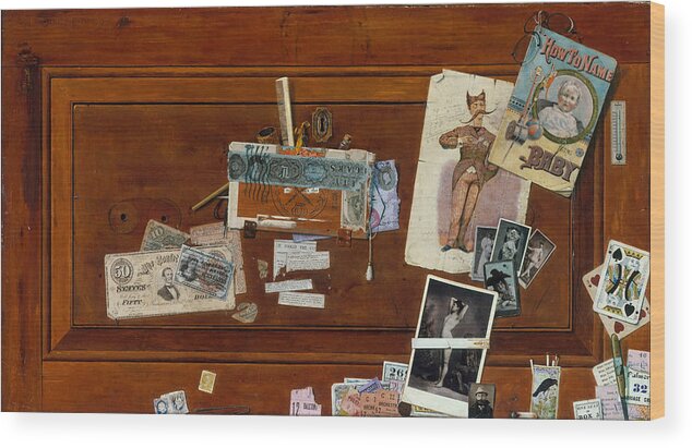 John Haberle Wood Print featuring the painting A Bachelor's Drawer by John Haberle