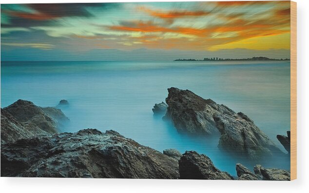 Currumbin Wood Print featuring the photograph A Surrealists' Dawn by Mark Lucey