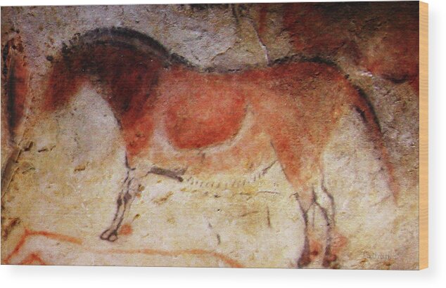 Altamira Cave Wood Print featuring the digital art Altamira Horse by Asok Mukhopadhyay