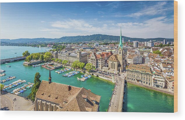 Aerial Wood Print featuring the photograph Beautiful Zurich by JR Photography