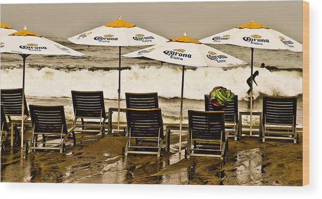 Beach Wood Print featuring the photograph Beer Surf by Atom Crawford