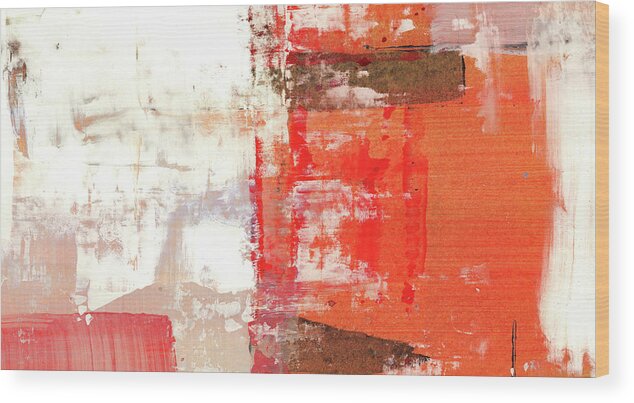 Art Wood Print featuring the painting Behind The Corner - Warm Linear Abstract Painting by Modern Abstract