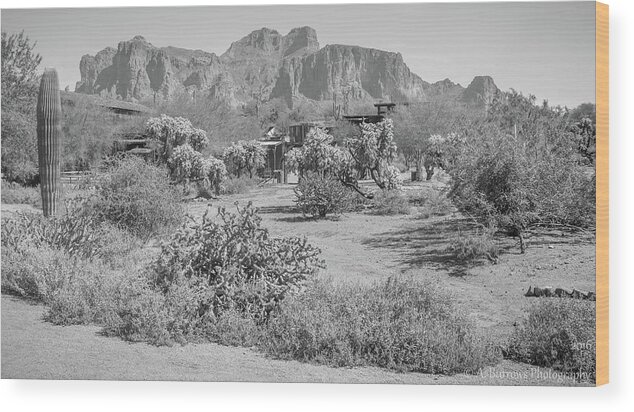 Superstition Mountains Wood Print featuring the photograph Below the Superstitions by Aaron Burrows