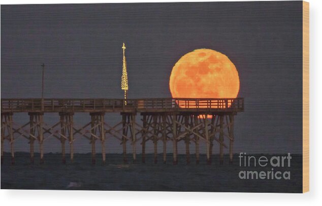 Super Wood Print featuring the photograph Blue Moon Pier by DJA Images