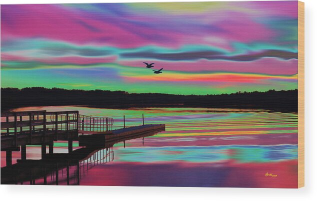 Water Wood Print featuring the digital art Boat Dock by Gregory Murray