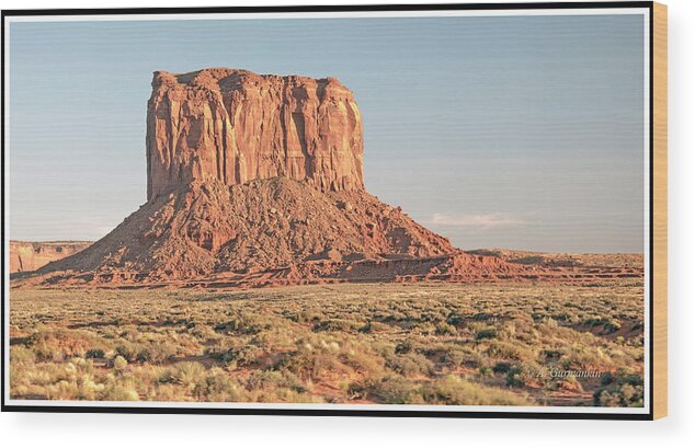 Butte Wood Print featuring the photograph Butte, Monument Valley, Utah by A Macarthur Gurmankin