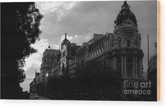 Madrid Wood Print featuring the photograph Dramatic sky over Madrid / Spain by Karina Plachetka