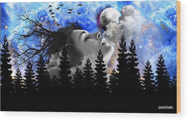 Dream Wood Print featuring the digital art Dream Is The Space To Fly Farther by Paulo Zerbato