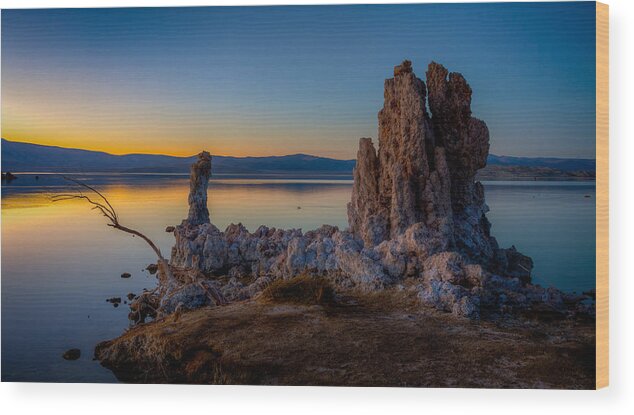 Formation Wood Print featuring the photograph Dusk at Mono Lake by Rikk Flohr