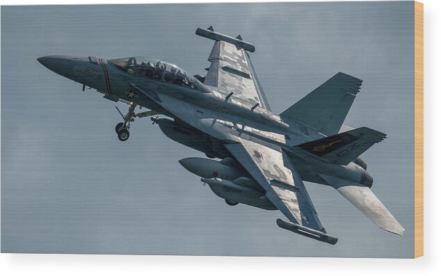 F18 Wood Print featuring the photograph Boeing EA-18G Growler Over Head by Phil And Karen Rispin