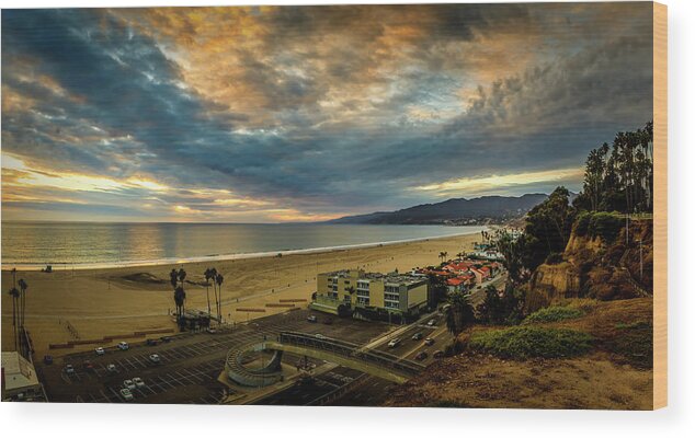 Sunset Wood Print featuring the photograph Fall Clouds Over The Bay by Gene Parks