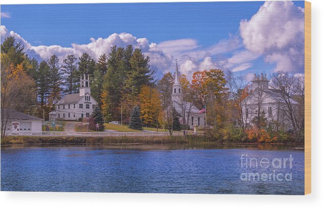 Crawford Notch Wood Print featuring the photograph Fall Foliage in Marlow, New Hampshire. by New England Photography