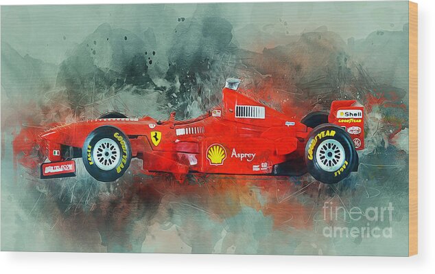 F1 Wood Print featuring the mixed media Ferrari F1 by Ian Mitchell