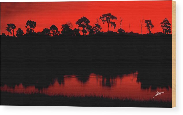 Nature Wood Print featuring the photograph Fire in the Sky by Phil Jensen