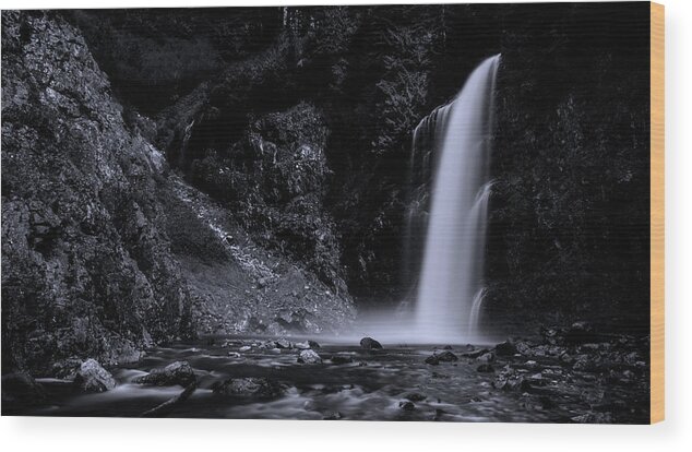 Flowing Wood Print featuring the photograph Franklin Falls Black and White by Pelo Blanco Photo