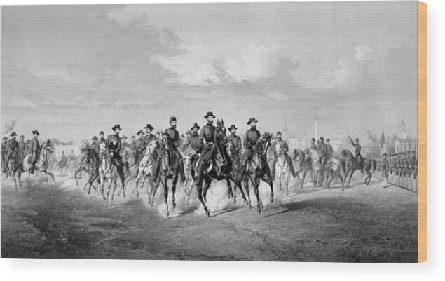 William Sherman Wood Print featuring the drawing General Sherman At Savannah Georgia by War Is Hell Store