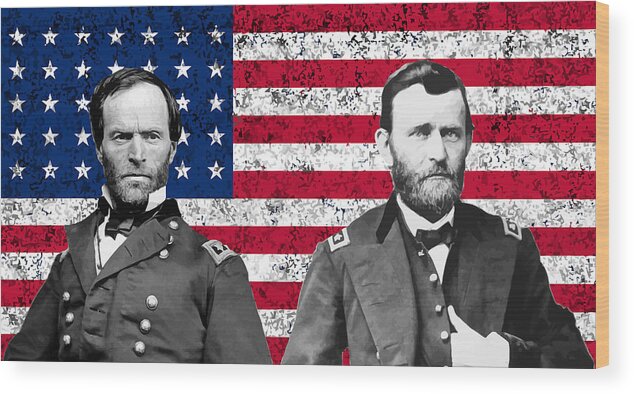 Civil War Wood Print featuring the painting Generals Sherman and Grant by War Is Hell Store