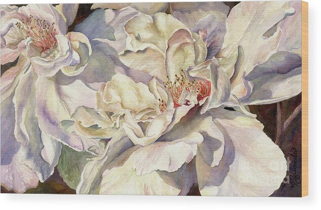 White Wood Print featuring the painting Graceful Departure by Malanda Warner