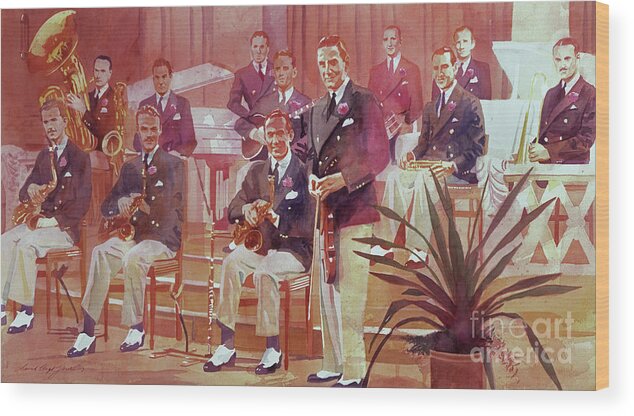 Big Band Wood Print featuring the painting Guy Lombardo The Royal Canadians by David Lloyd Glover