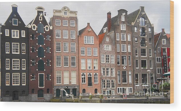 Tall Wood Print featuring the photograph Houses of Amsterdam by Therese Alcorn