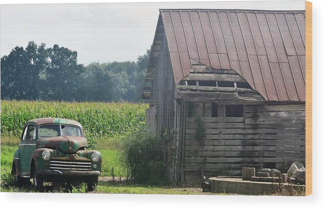 Farms Wood Print featuring the photograph Indiana Back Road Common Denominator by John Glass