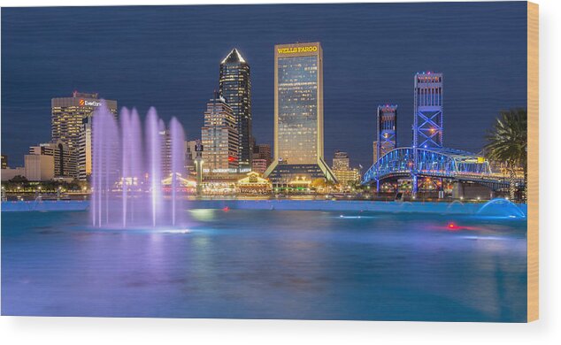 Jacksonville Wood Print featuring the photograph Jacksonville Blue Hour by Matt Hammerstein