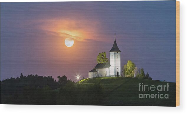 Color Image Wood Print featuring the photograph Jamnik Church, Slovenia by Henk Meijer Photography