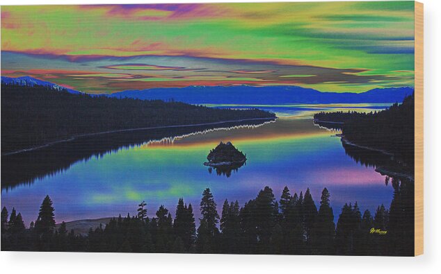 Water Wood Print featuring the digital art Lake Sunset by Gregory Murray