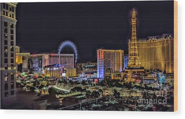 Las Vegas Wood Print featuring the photograph Las Vegas Night Skyline by Walt Foegelle