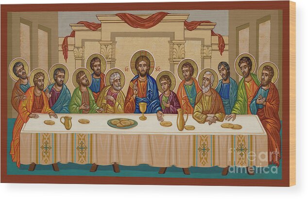 Last Supper Wood Print featuring the painting Last Supper - JCSUP by Joan Cole