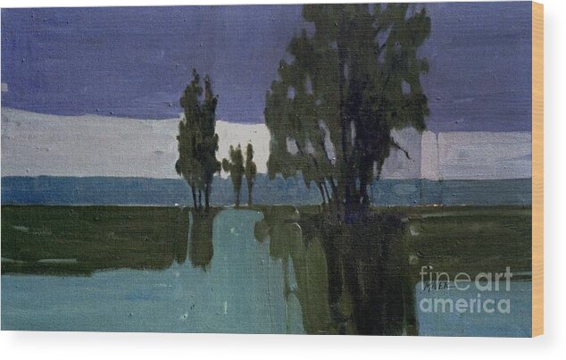 Nocturne Wood Print featuring the painting Lights on the Horizon by Donald Maier