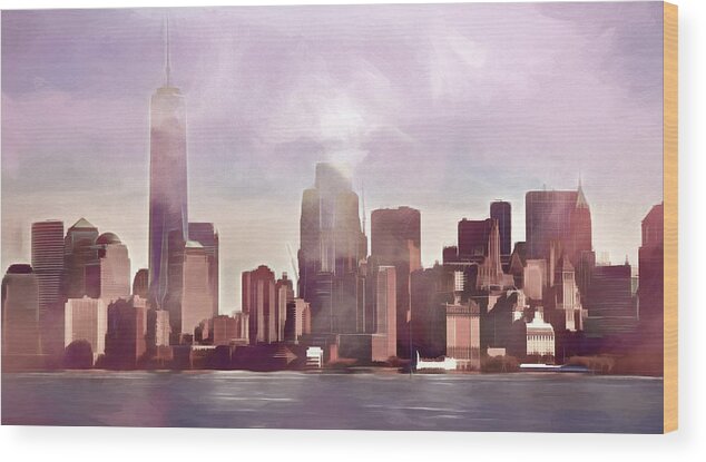 Manhattan Wood Print featuring the photograph Manhattan Panoramic by Lutz Baar