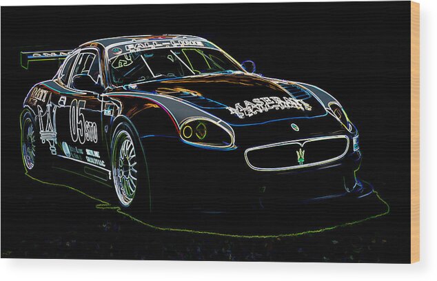 Car Wood Print featuring the digital art Maserati by Sebastian Musial