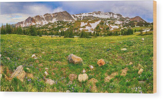 Panorama Wood Print featuring the photograph Medicine Bow Mountain Range Panorama by James BO Insogna