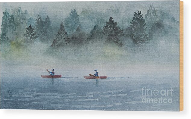 Kyack Wood Print featuring the painting Misty Morning by Karen Fleschler