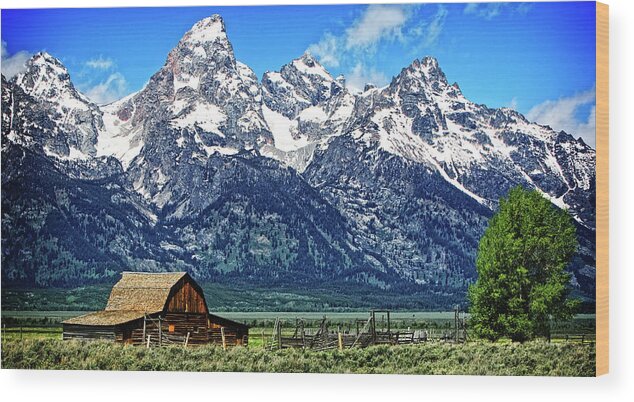 Nature Wood Print featuring the photograph Moulton Barn at Mormon Row inside Grand Teton National Park by Lincoln Rogers