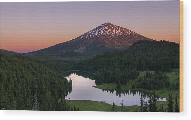 Landscape Wood Print featuring the photograph Mt. Bachelor and Todd Lake by Russell Wells