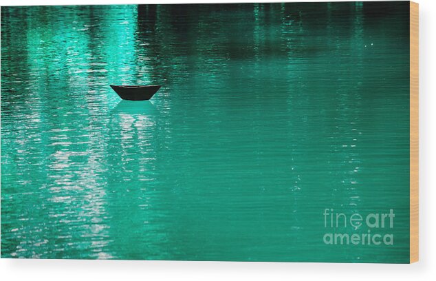 Lake Wood Print featuring the photograph Mystery Boat by Metaphor Photo